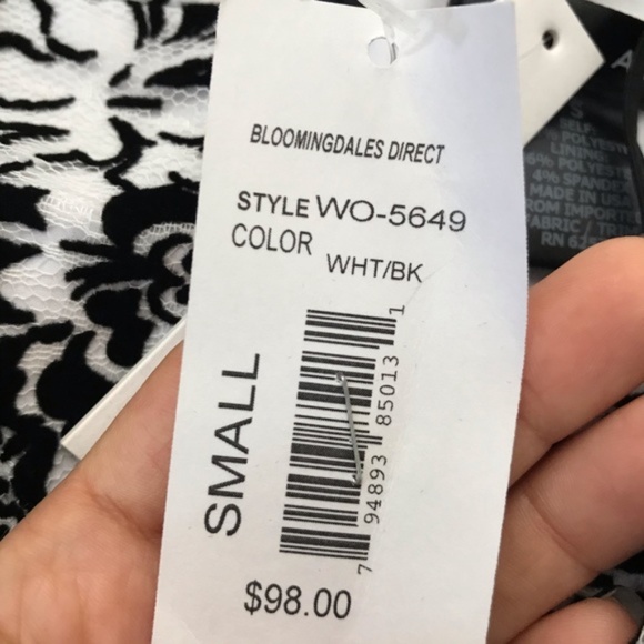 Aqua Flocked Floral Print Dress, S - Picture 6 of 7